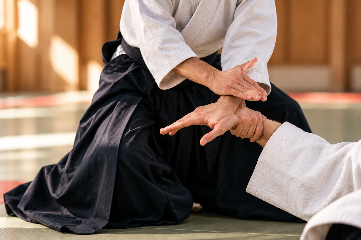 Pratique technique de l'aïkido dans un dojo